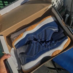 cute blue navy gum jordan 11 lows